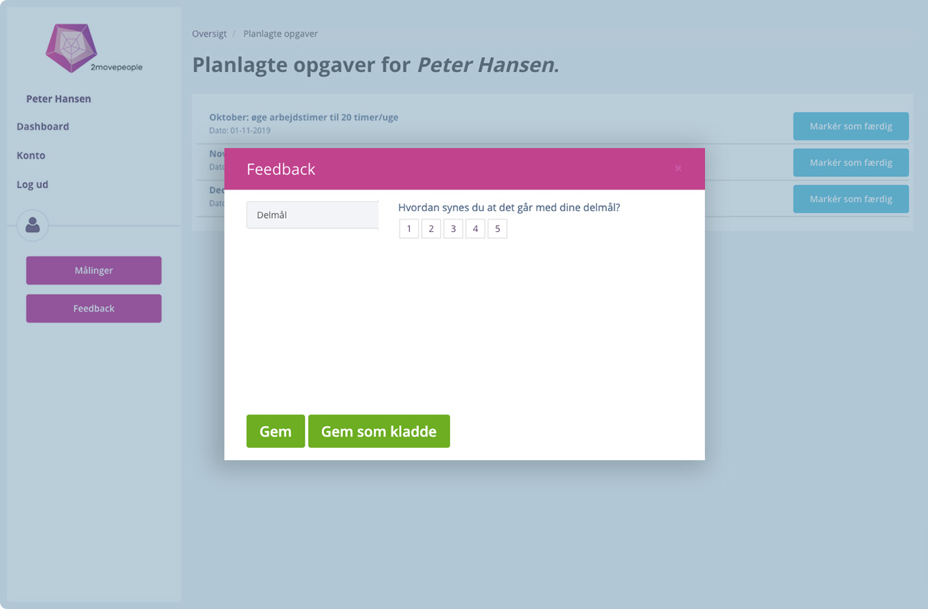 Besvar opgaverne og give feedback via en mobilapp